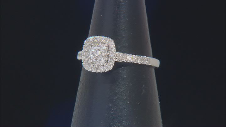 White Diamond 10k White Gold Halo Ring With Matching Band 0.50ctw Video Thumbnail