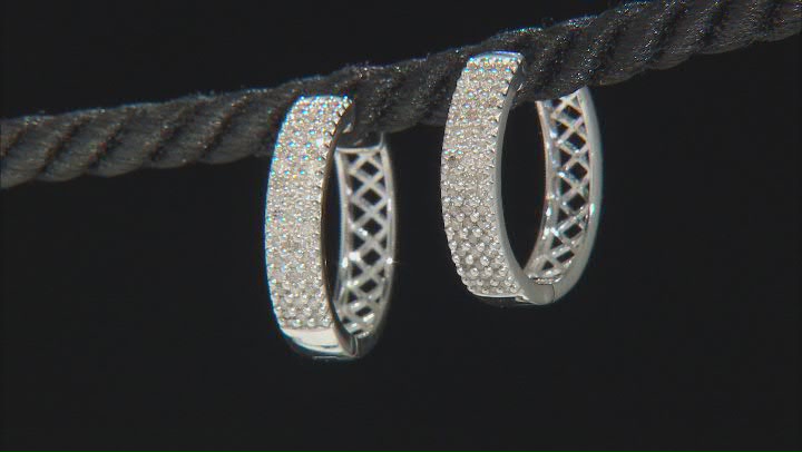 White Diamond Rhodium Over Sterling Silver Hoop Earrings 0.65ctw Video Thumbnail