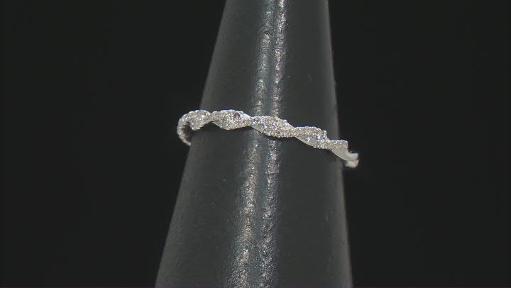 White Diamond Rhodium Over Sterling Silver Crossover Band Ring 0.20ctw Video Thumbnail