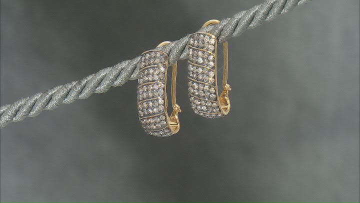 Champagne Diamond 18k Yellow Gold Over Sterling Silver J-Hoop Earrings 2.25ctw Video Thumbnail