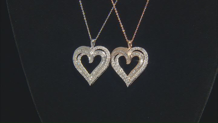 White Diamond Rhodium Over Sterling Silver Heart Pendant With 18" Cable Chain 1.00ctw Video Thumbnail