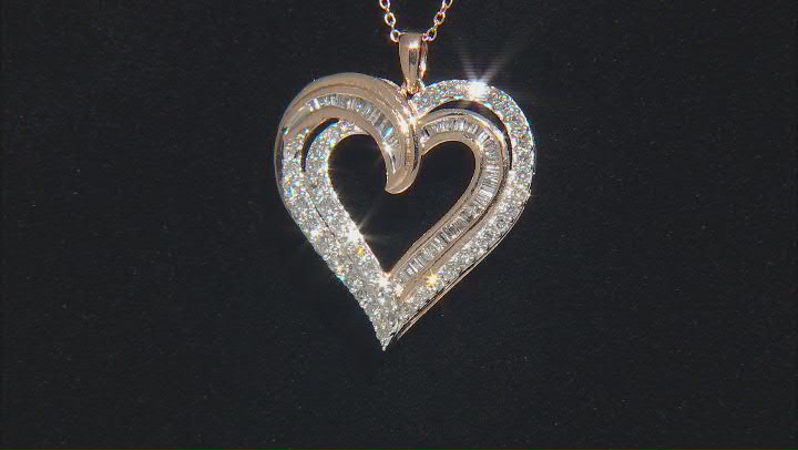White Diamond 14k Rose Gold Over Sterling Silver Heart Pendant With 18" Cable Chain 1.00ctw Video Thumbnail