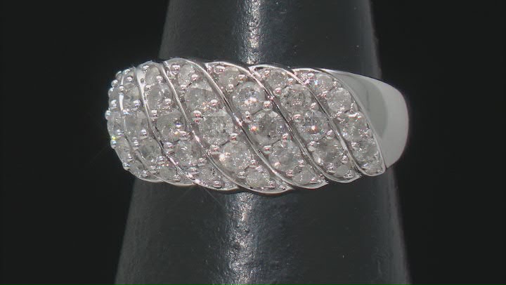 Round White Diamond 10k White Gold Ring 0.95ctw Video Thumbnail