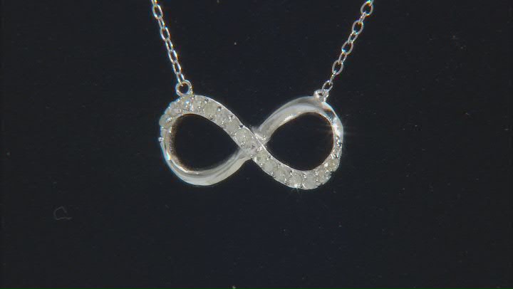 White Diamond Rhodium Over Sterling Silver Infinity Necklace 0.25ctw Video Thumbnail
