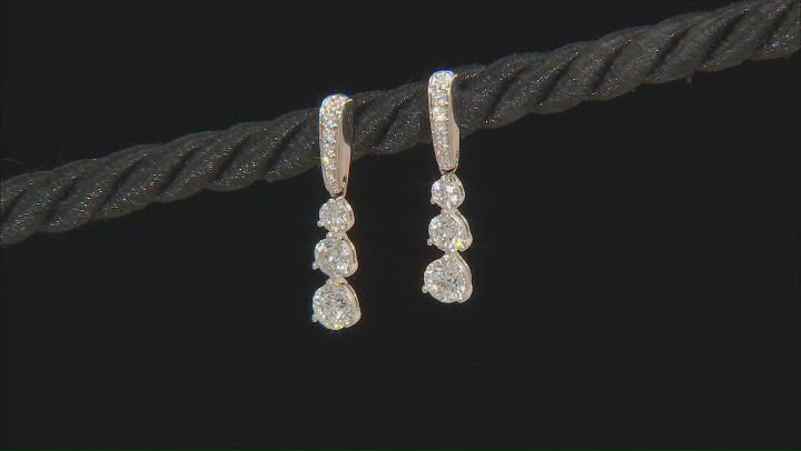 White Diamond H-I I1-I2 18k White Gold 3-Stone Earrings 1.00ctw Video Thumbnail