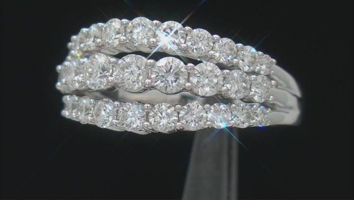 White Diamond I I1 18k White Gold Multi-Row Band Ring 2.50ctw Video Thumbnail