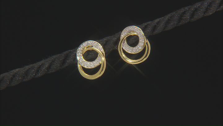Round White Diamond 14k Yellow Gold Over Sterling Silver Stud Earrings 0.15ctw Video Thumbnail