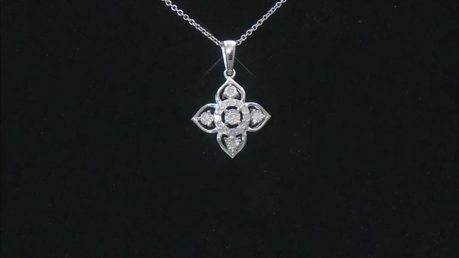 White Diamond Rhodium Over Sterling Silver Pendant With 18" Cable Chain 0.10ctw Video Thumbnail