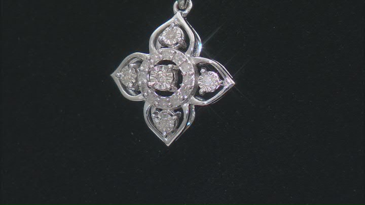White Diamond Rhodium Over Sterling Silver Pendant With 18" Cable Chain 0.10ctw Video Thumbnail