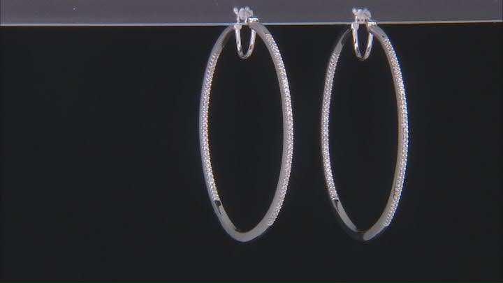 White Diamond Rhodium Over Sterling Silver Inside-Out Hoop Earrings 0.50ctw Video Thumbnail