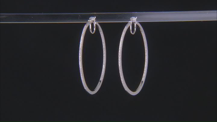 White Diamond Rhodium Over Sterling Silver Inside-Out Hoop Earrings 0.50ctw Video Thumbnail