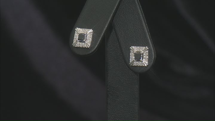 Black & White Diamond Rhodium Over Sterling Silver Stud Earrings 1.00ctw Video Thumbnail