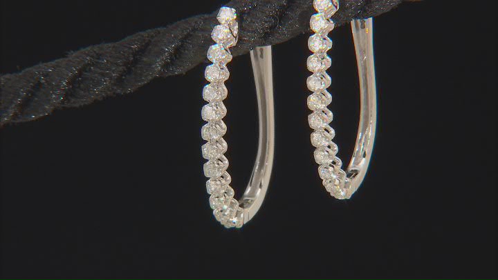 White Diamond 10k White Gold Hoop Earrings 0.25ctw Video Thumbnail