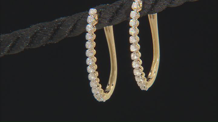 White Diamond 10k Yellow Gold Hoop Earrings 0.25ctw Video Thumbnail