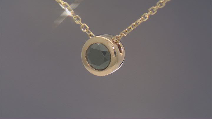 Black Diamond 14k Yellow Gold Solitaire Slide Pendant With 18" Cable Chain 0.50ctw Video Thumbnail