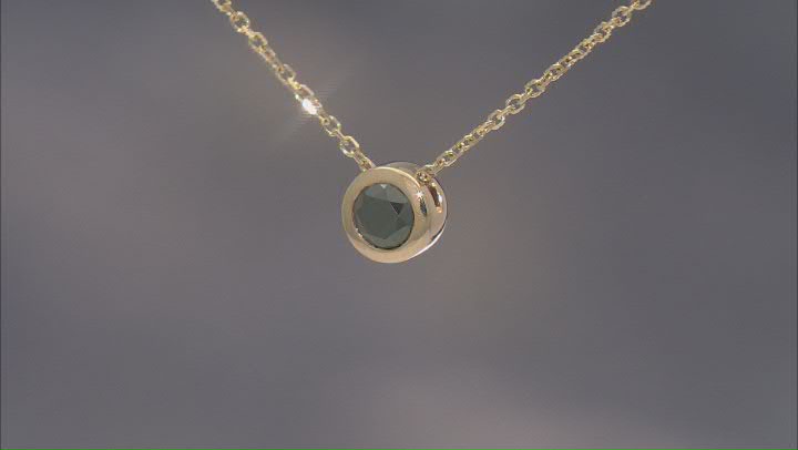 Black Diamond 14k Yellow Gold Solitaire Slide Pendant With 18" Cable Chain 0.50ctw Video Thumbnail