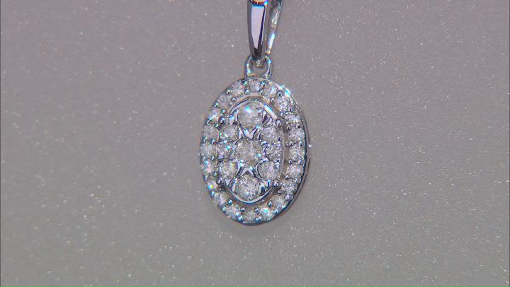 White Diamond 10k White Gold Cluster Pendant With 18" Cable Chain 0.20ctw Video Thumbnail