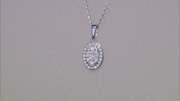 White Diamond 10k White Gold Cluster Pendant With 18" Cable Chain 0.20ctw Video Thumbnail