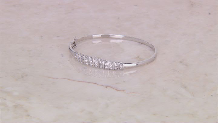 White Diamond Rhodium Over Sterling Silver Bangle Bracelet 0.10ctw Video Thumbnail