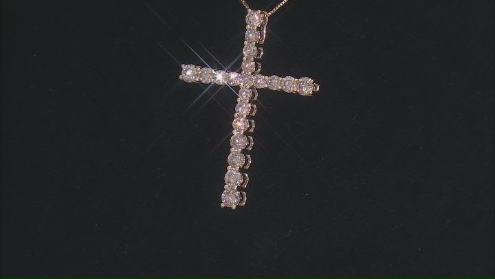 Candlelight Diamonds™ 10k Yellow Gold Cross Slide Pendant With 18" Box Chain 1.50ctw Video Thumbnail