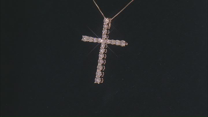 Candlelight Diamonds™ 10k Yellow Gold Cross Slide Pendant With 18" Box Chain 1.50ctw Video Thumbnail