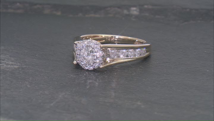 White Diamond 14k Yellow Gold Halo Ring With Matching Band 2.00ctw Video Thumbnail