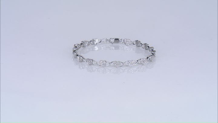 White Diamond Rhodium Over Sterling Silver Heart Tennis Bracelet 0.10ctw Video Thumbnail