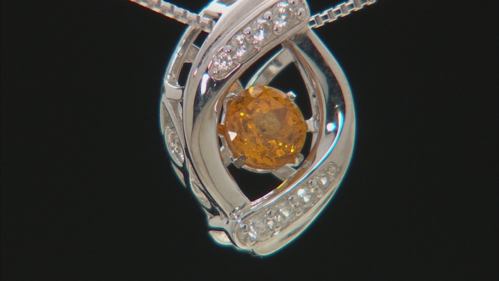 Orange Dancing Mandarin Garnet Sterling Silver Pendant With Chain .76ctw Video Thumbnail