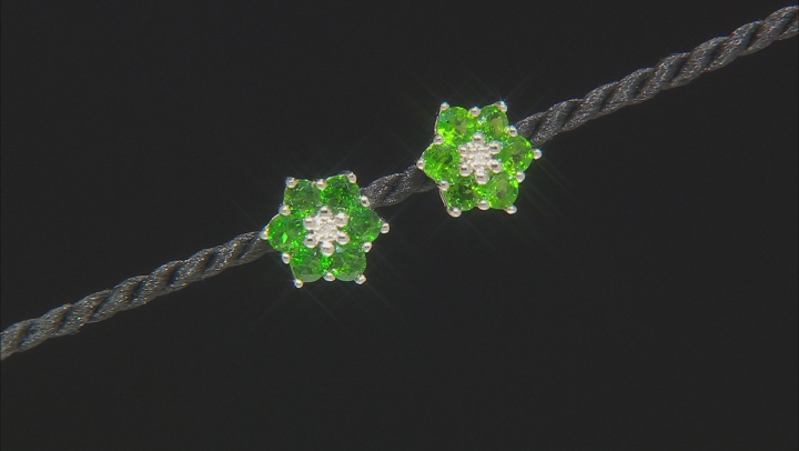 Green Chrome Diopside Rhodium Over Sterling Silver Earrings 1.41ctw Video Thumbnail