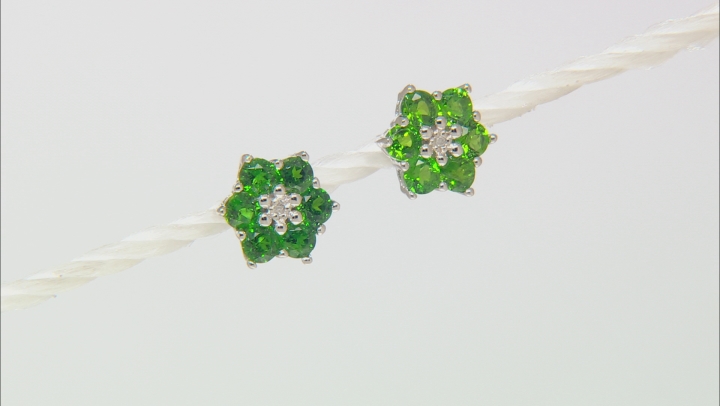 Green Chrome Diopside Rhodium Over Sterling Silver Earrings 1.41ctw Video Thumbnail