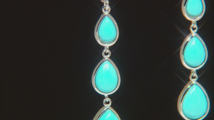 Blue Sleeping Beauty Turquoise Rhodium Over Sterling Silver Dangle Earrings Video Thumbnail
