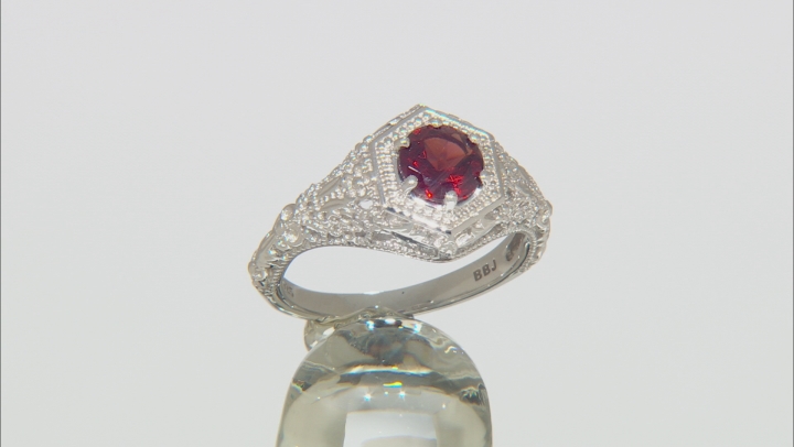 Red Garnet Rhodium Over Sterling Silver Solitaire Ring .92ct Video Thumbnail