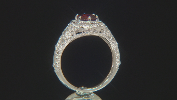 Red Garnet Rhodium Over Sterling Silver Solitaire Ring .92ct Video Thumbnail