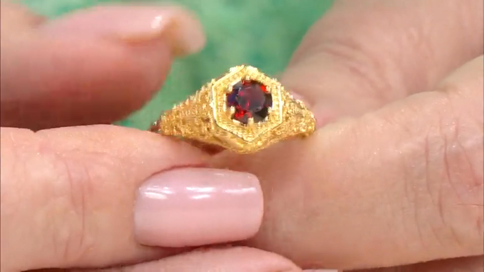 Red Garnet 18k yellow gold over sterling silver ring .92ct Video Thumbnail