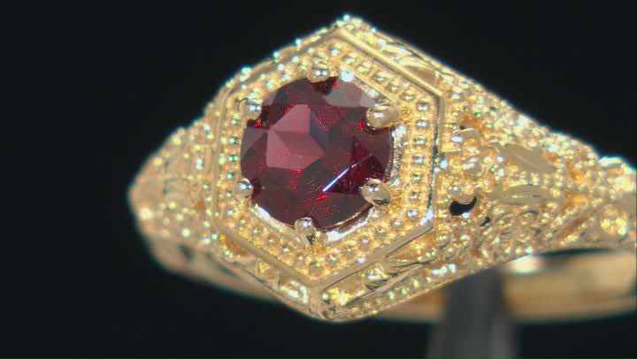 Red Garnet 18k yellow gold over sterling silver ring .92ct Video Thumbnail