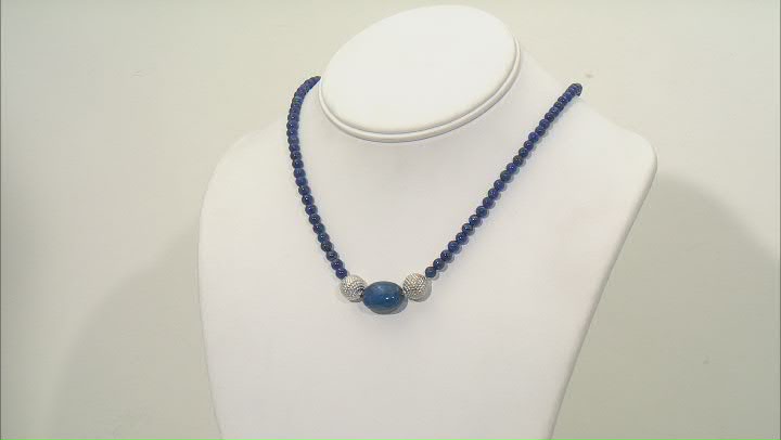 Blue Lapis Lazuli Sterling Silver Bead Necklace Video Thumbnail