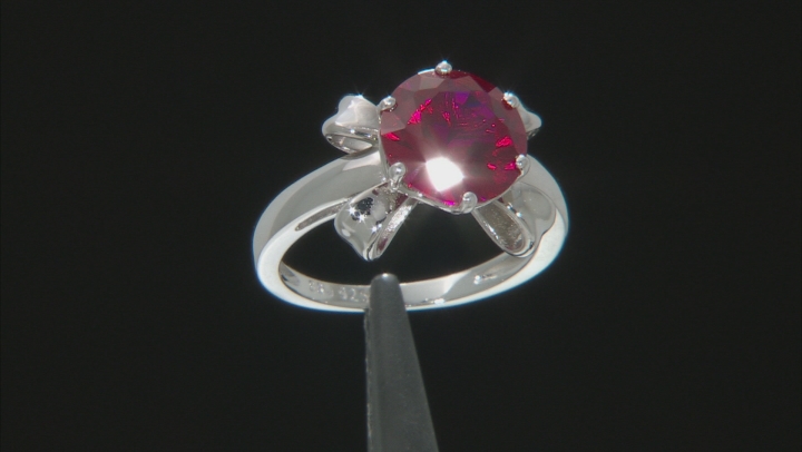 Red Lab Created Ruby Rhodium Over Sterling Silver Ring 3.60ct