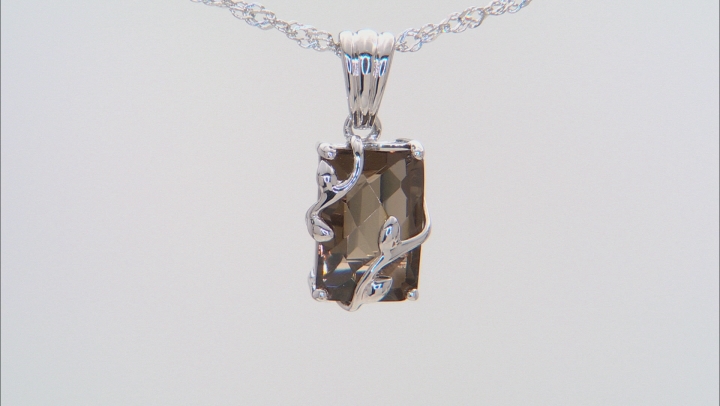 Brown Smoky Quartz Rhodium Over Sterling Silver Pendant With Chain 3.65ct Video Thumbnail