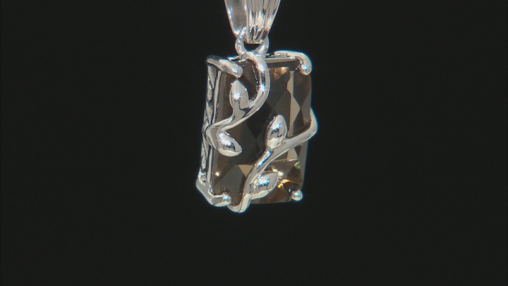 Brown Smoky Quartz Rhodium Over Sterling Silver Pendant With Chain 3.65ct Video Thumbnail