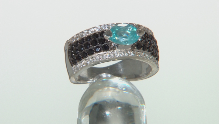 Blue Paraiba Color Apatite Sterling Silver Ring 1.36ctw Video Thumbnail