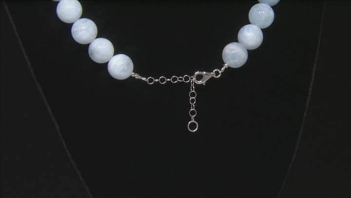 Blue Brazilian Aquamarine Bead Rhodium Over Sterling Silver Necklace Video Thumbnail