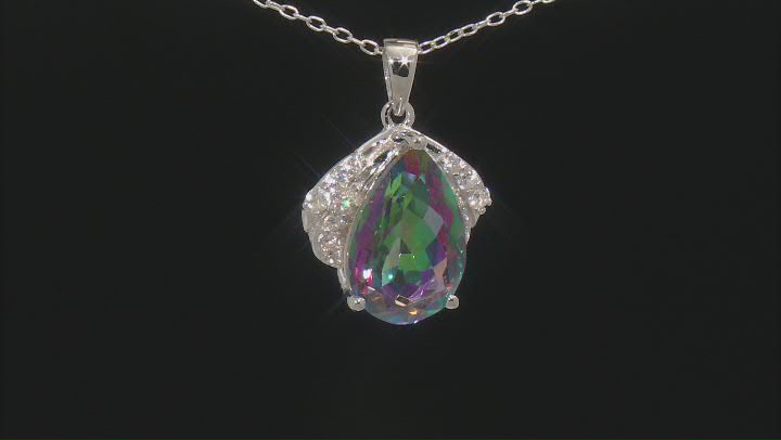 Green Mystic Topaz® Rhodium Over Sterling Silver Pendant With Chain 6.01ctw Video Thumbnail