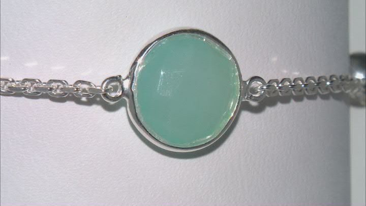 Blue Aquamarine Color Chalcedony Sterling Silver Bracelet 4.22ct