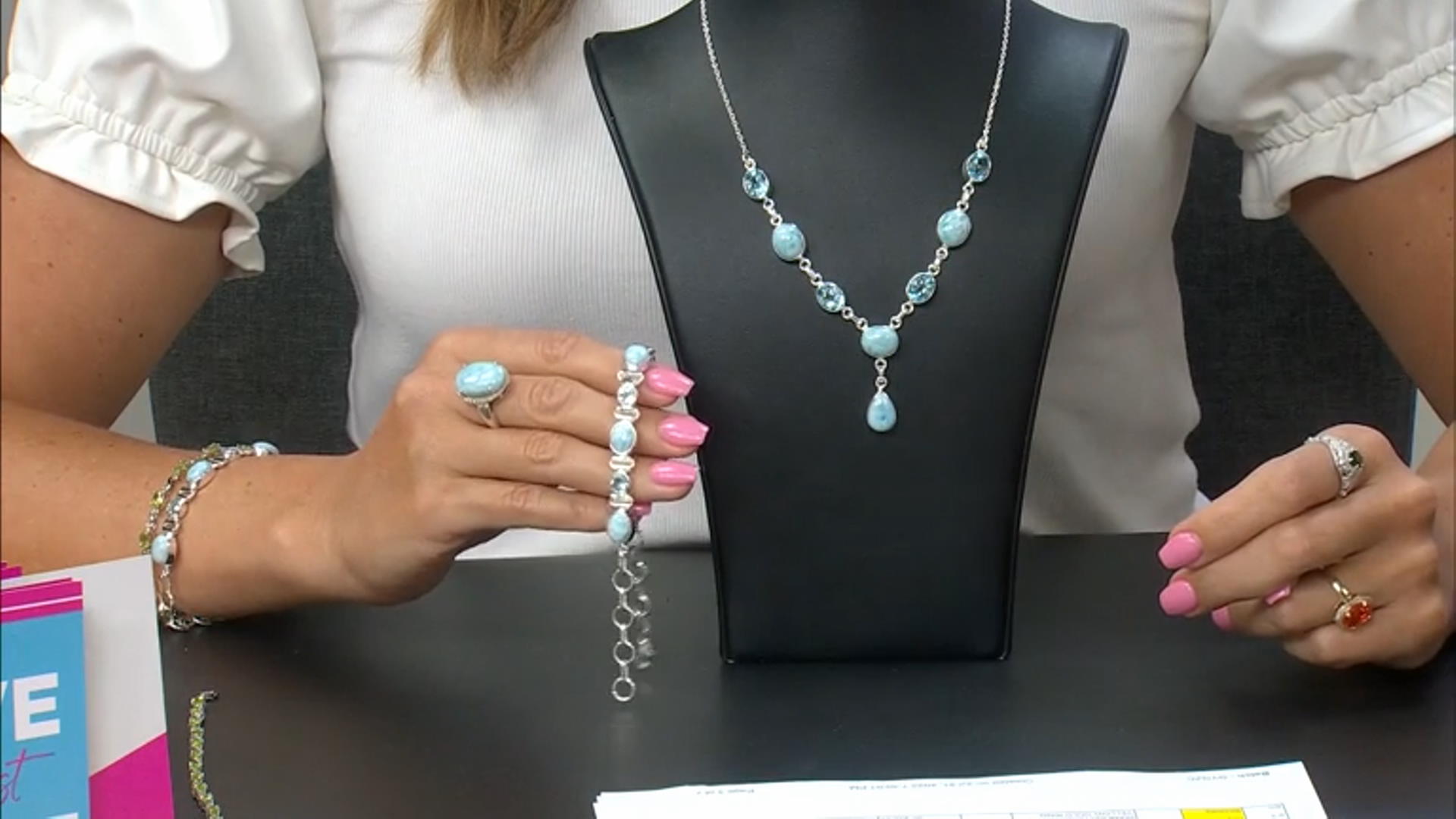 Blue Larimar Sterling Silver Necklace 24.00ctw Video Thumbnail