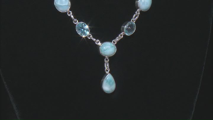 Blue Larimar Sterling Silver Necklace 24.00ctw Video Thumbnail