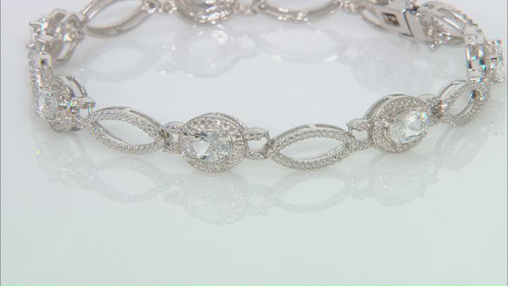 White Lab Created Sapphire Rhodium Over Silver Open Link Bracelet 3.61ctw Video Thumbnail