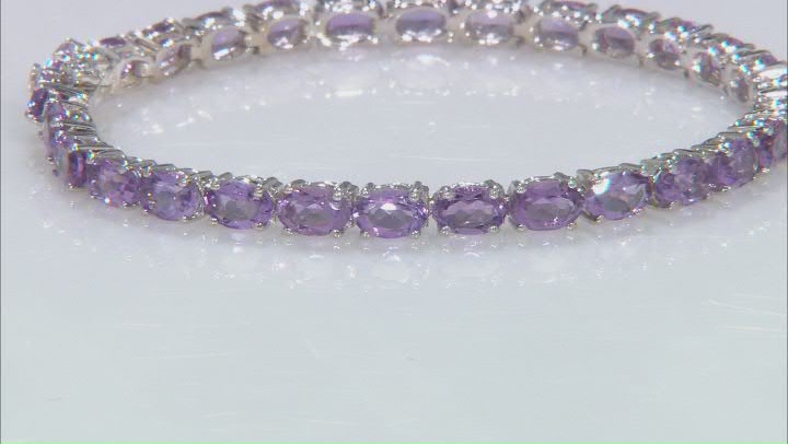 Purple Amethyst Rhodium Over Sterling Silver Tennis Bracelet 11.50ctw