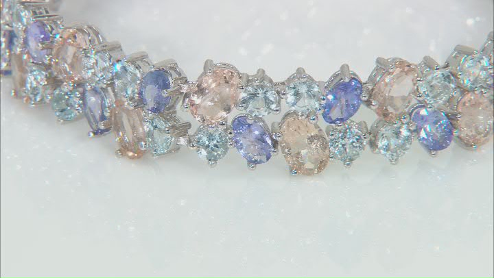 Multi-Gemstone Rhodium Over Sterling Silver Bracelet 18.95ctw Video Thumbnail