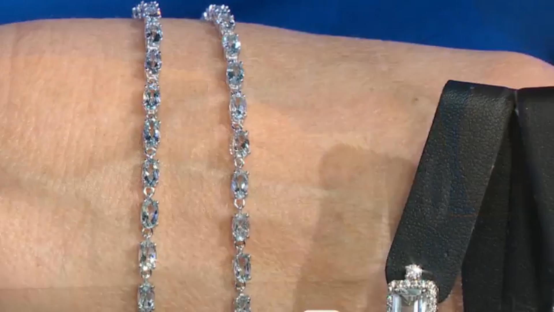 Blue Aquamarine Rhodium Over Sterling Silver Tennis Bracelet 4.18ctw Video Thumbnail