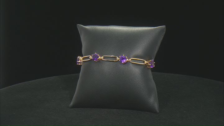 Purple African Amethyst 14k Yellow Gold Over Sterling Silver Paperclip Bracelet 6.00ctw Video Thumbnail